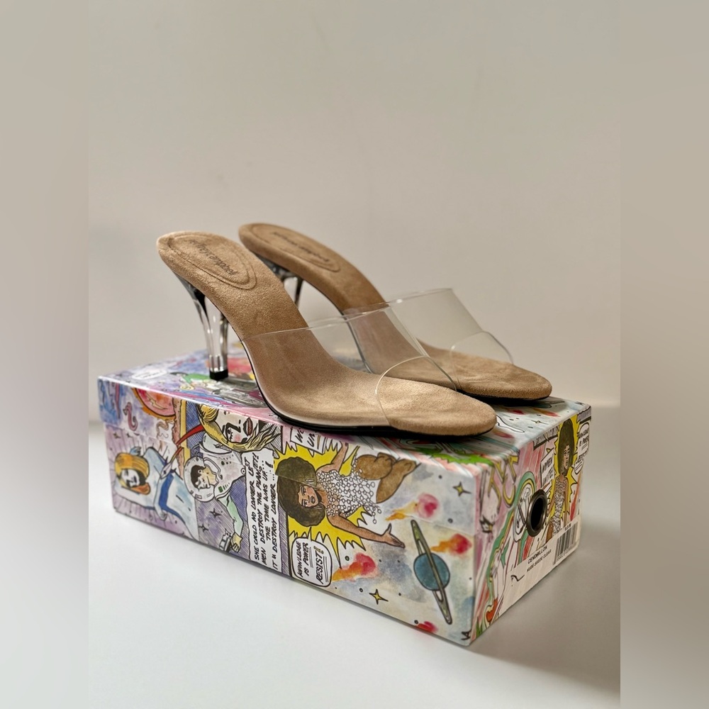 Jeffrey Campbell, the Cendrillon Vinyl Slide Sandals